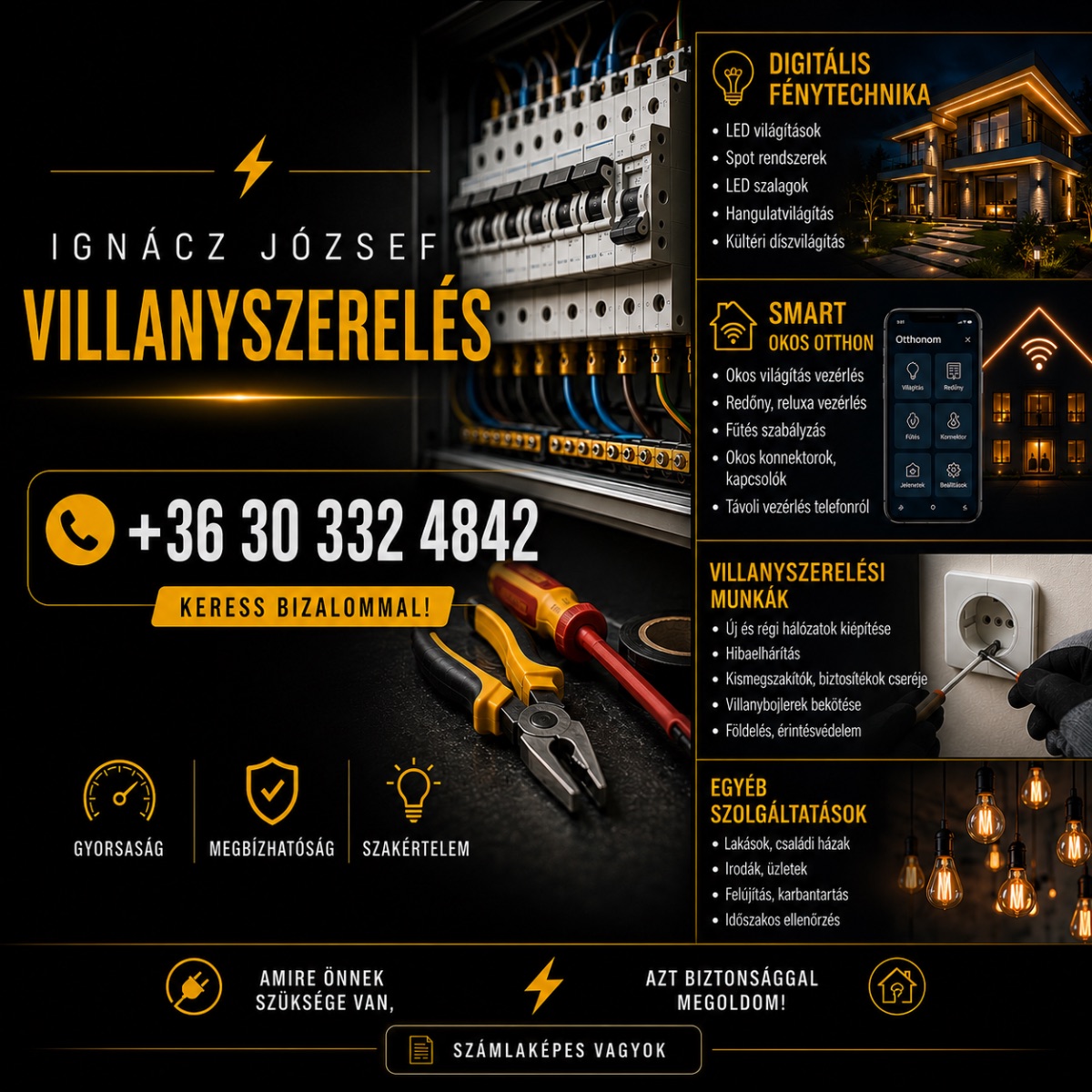 József Villanyszerelés – Nyíregyháza és környéke – Kaputelefon / Okosotthon szerelő