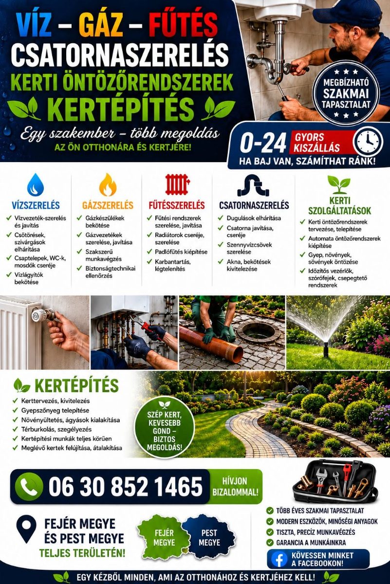Kevin Berci víz, gáz, fűtésszerelés – Gázszerelő