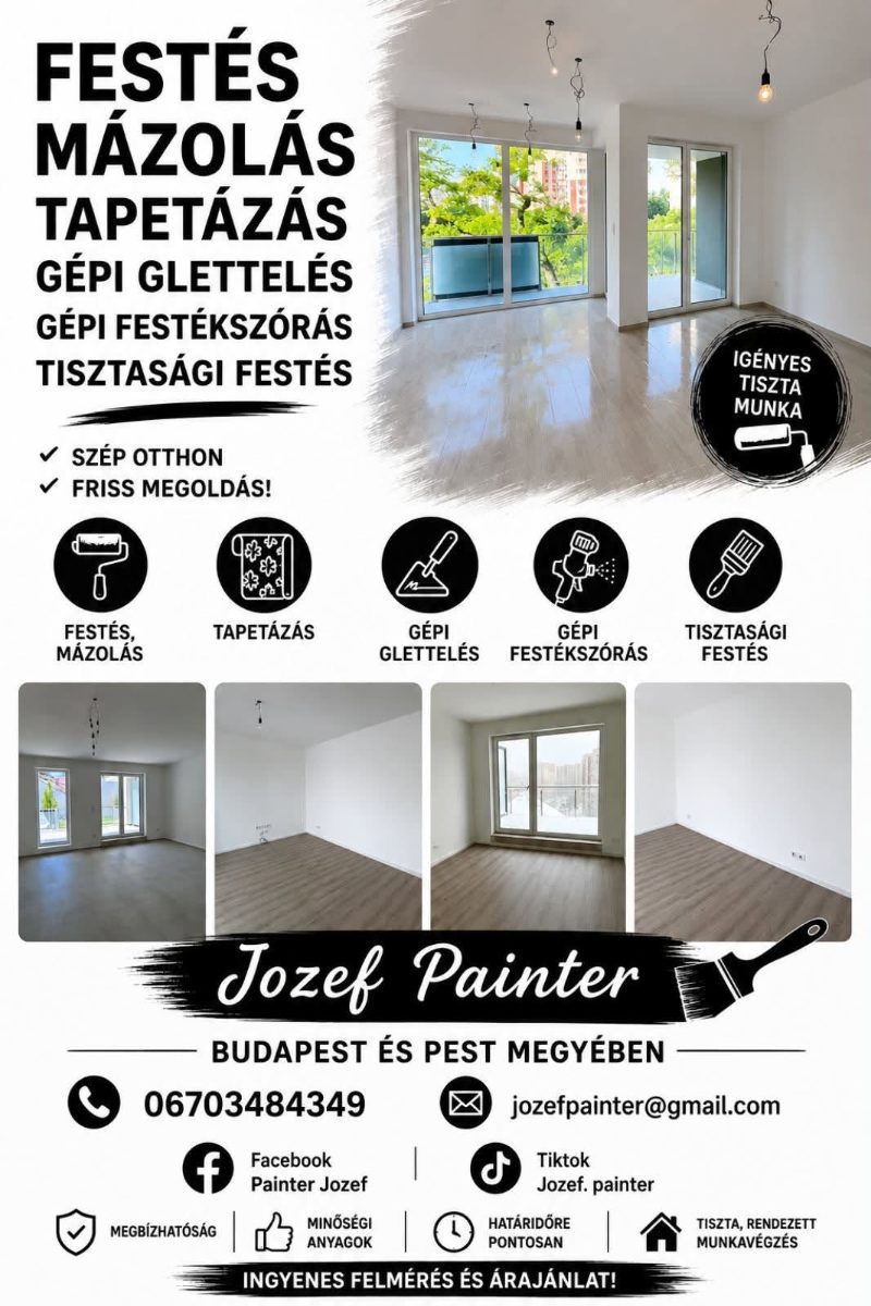 Painter József, festés-mázolás – Glettelés