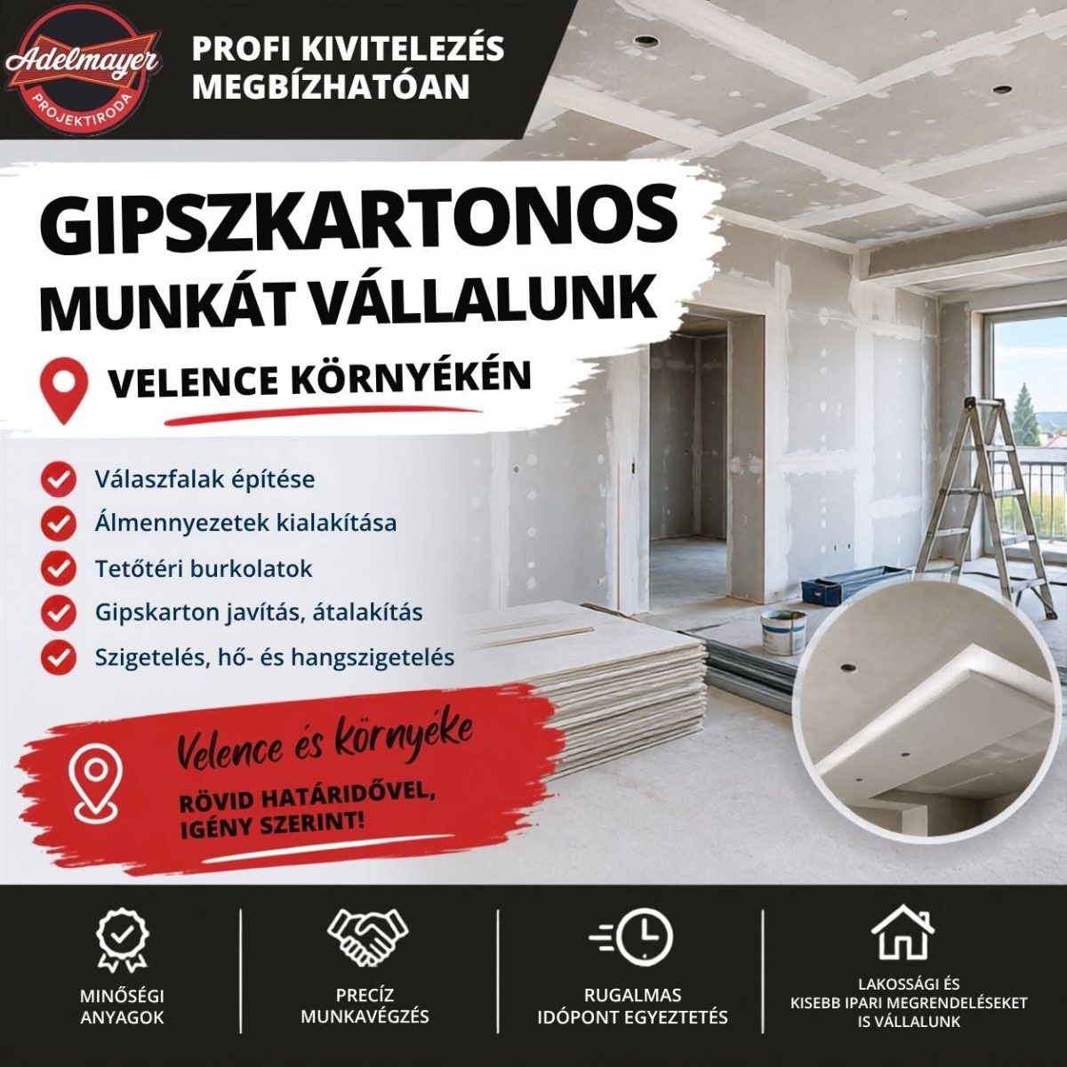 Adelmayer Projektiroda gipszkartonozás – Hangszigetelés