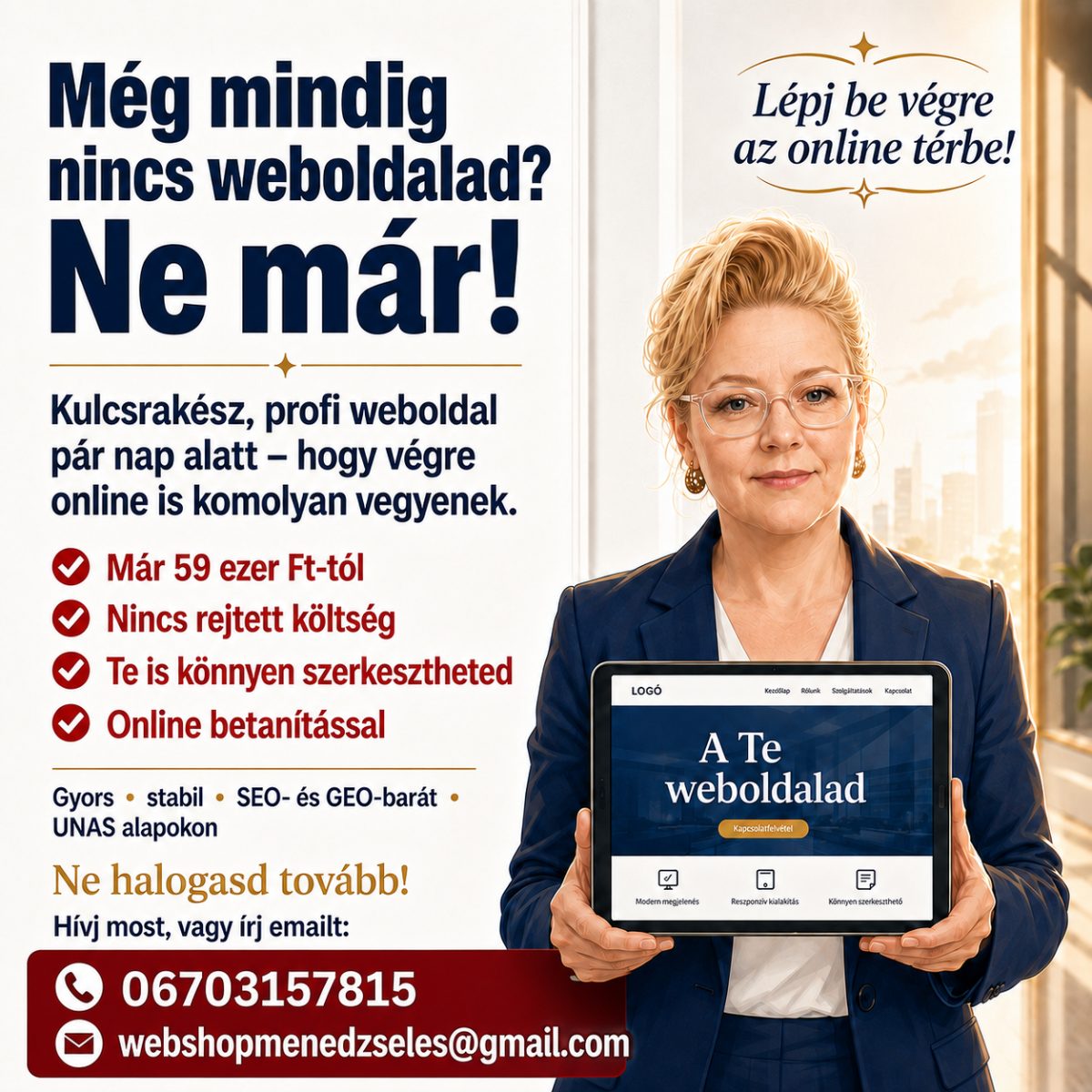 Weboldal készítés már 59e Ft-tól professzionális kivitel, gyors, reszponzív – Weboldal tervező