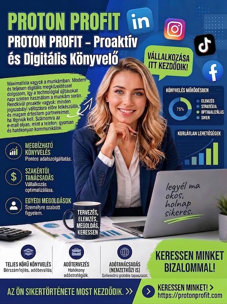 PROTON PROFIT – proaktív és digitális könyvelés vállalkozásoknak – Könyvelő