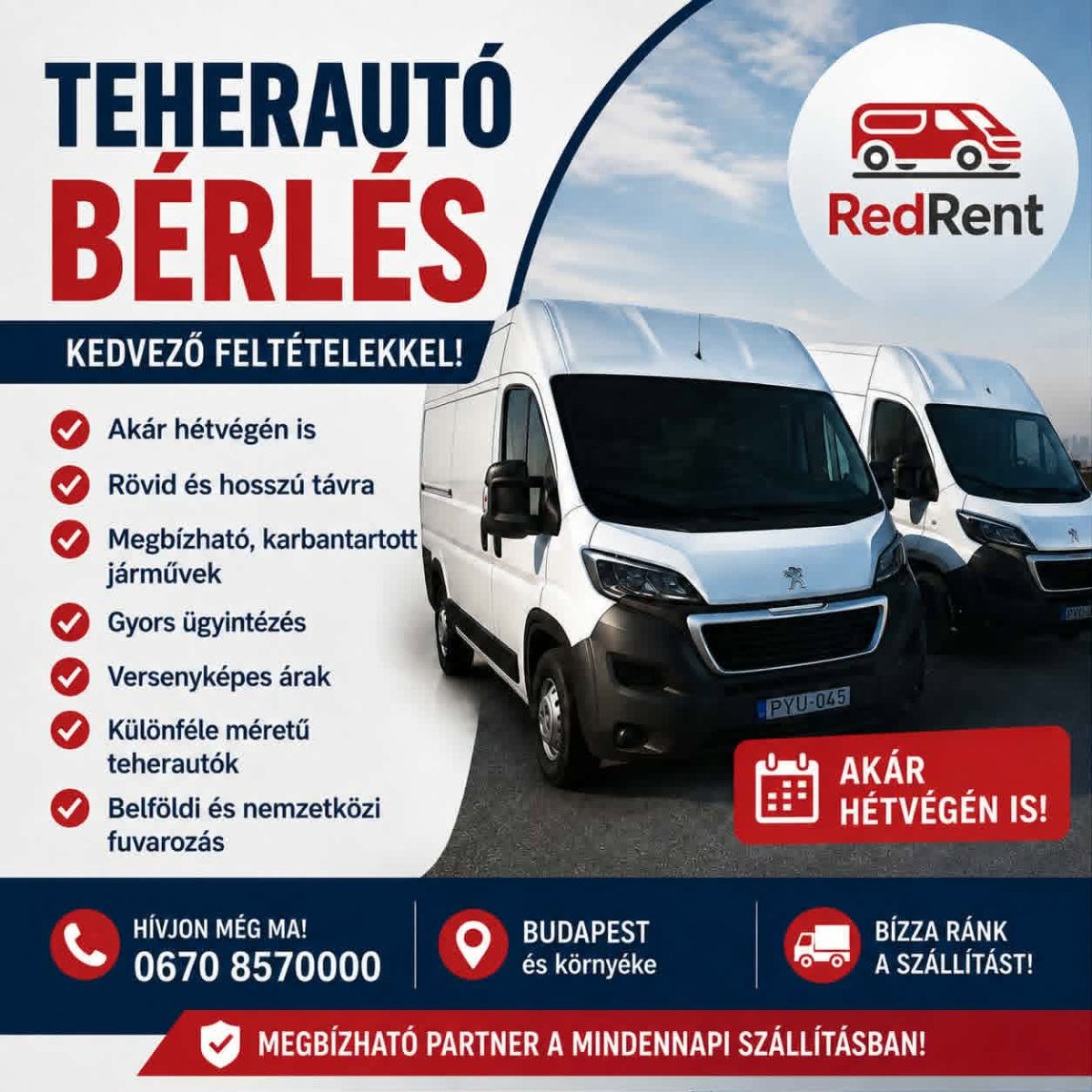 RedRent Teherautó bérlés- szállítási szaki – Teherautó bérlés